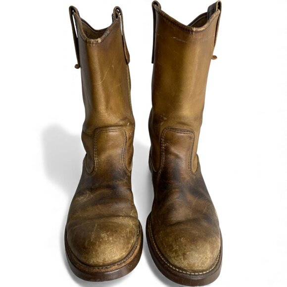 Red Wings Shoes Vintage Leather Boots Pecos Western Biker Work Cork Sole Men's 7 - Picture 3 of 14